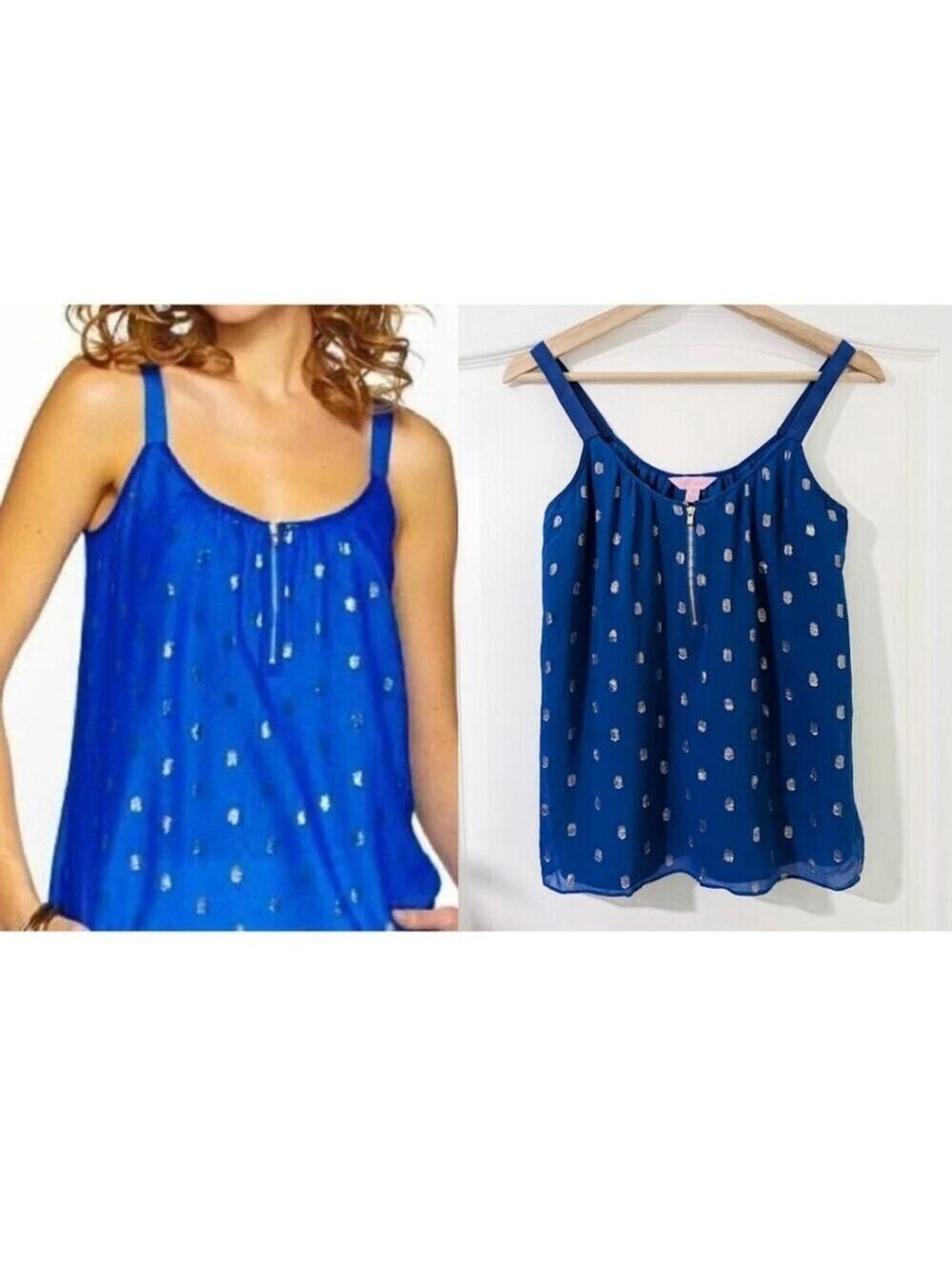 Lilly Pulitzer | Chevonne Silk Tank Top in Blue/Dots